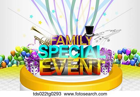 Stock Image - Image Of Family Special Event With Gift Boxes And Balloons. Fotosearch
