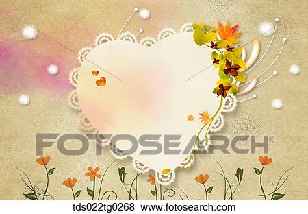 Stock Photo - Image Of Heart Shape Letter Paper With Flower And Leaves . Fotosearch