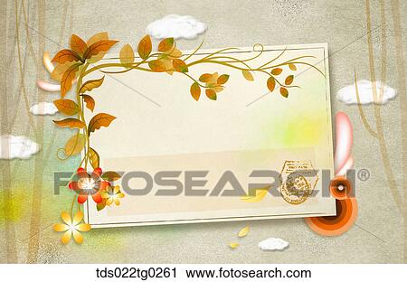 Image Of Rectangle Letter Paper With Brown Flowers And Leaves View Large Photo Image Stock Image - Image Of Rectangle Letter Paper With Brown Flowers And Leaves . Fotosearch