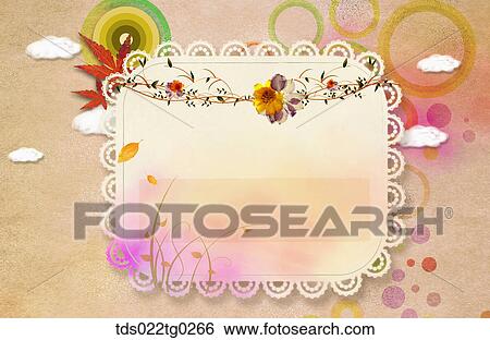 Stock Photograph - Image Of Rectangular Letter Paper With Flowers And Leaves. Fotosearch
