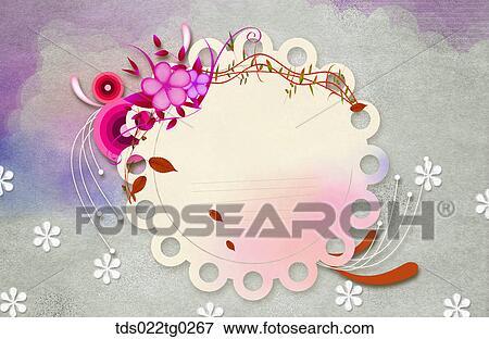 Image Of Round Letter Paper Of Pink Flowers And Leaves View Large Photo Image Stock Photo - Image Of Round Letter Paper Of Pink Flowers And Leaves . Fotosearch