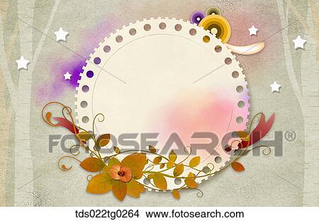 Picture - Image Of Round Letter Paper With Flower And Leaves. Fotosearch