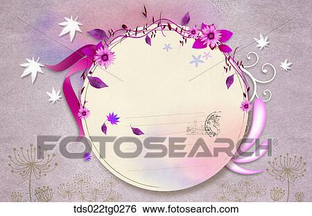 Image Of Round Letter Paper With Pink Flowers And Leaves View Large Photo Image Stock Photograph - Image Of Round Letter Paper With Pink Flowers And Leaves. Fotosearch