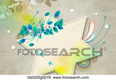 Image Of Star Shape Letter Paper With Flowers And Blue Leaves View Large Photo Image Stock Photo - Image Of Star Shape Letter Paper With Flowers And Blue Leaves. Fotosearch