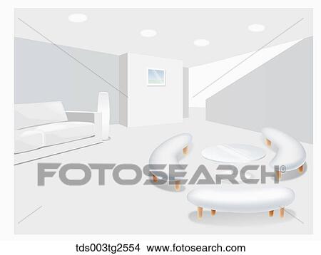 Picture - Interior Of White Tea Table And Sofas. Fotosearch