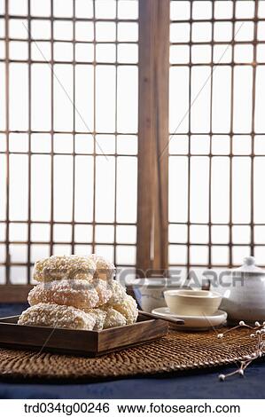 Korean dessert and tea setting with Korean traditional door View Large Photo Image Stock Photograph - Korean dessert and tea setting with Korean traditional door. Fotosearch