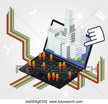 Laptop With People And A City View Large Photo Image Stock Image - Laptop With People And A City. Fotosearch