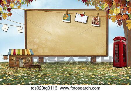 Stock Image - Letter Paper In Autumn Image With Fallen Leaves On Grass. Fotosearch