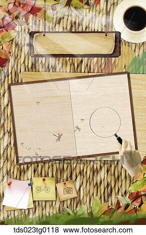 Stock Photo - Letter Paper In Autumn Image With Dragonflies And Coffee. Fotosearch