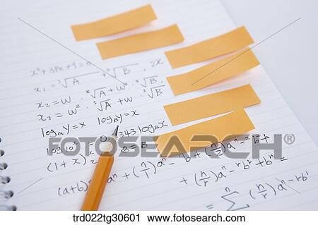 Mathmatical Formulas And Orange Post Its On Notebook View Large Photo Image Stock Image - Mathmatical Formulas And Orange Post Its On Notebook. Fotosearch