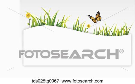Stock Photo - Memo With Green Leaves And Butterfly. Fotosearch