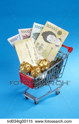 money and credit card and piggy bank in shopping cart View Large Photo Image Stock Photography - money and credit card and piggy bank in shopping cart. Fotosearch
