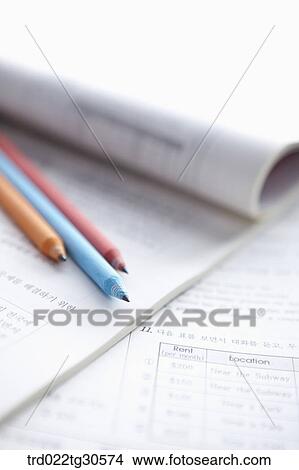 Open Books And Pencils View Large Photo Image Picture - Open Books And Pencils. Fotosearch