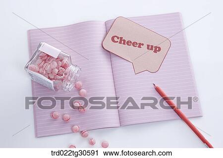 Pink Note Book With A Pencil And A Jar Of Candies View Large Photo Image Stock Image - Pink Note Book With A Pencil And A Jar Of Candies. Fotosearch