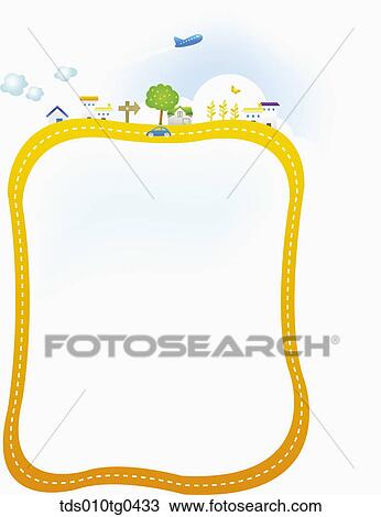 Stock Image - Rectanguar Letter Paper With Happy Neighborhood. Fotosearch