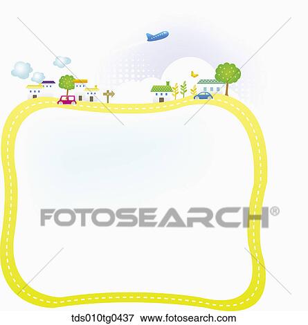 Rectanguar Letter Paper With Happy Neighborhood View Large Photo Image Stock Photo - Rectanguar Letter Paper With Happy Neighborhood. Fotosearch