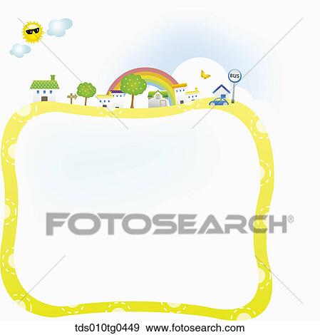Rectanguar Letter Paper With Happy Neighborhood View Large Photo Image Stock Photo - Rectanguar Letter Paper With Happy Neighborhood. Fotosearch