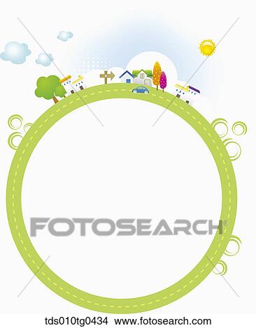 Round Letter Paper With Happy Neighborhood View Large Photo Image Picture - Round Letter Paper With Happy Neighborhood. Fotosearch