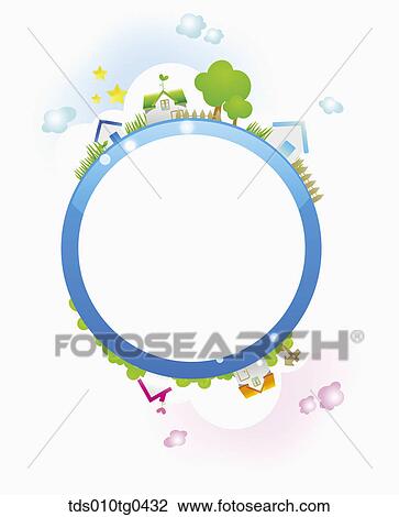 Round Letter Paper With Happy Neighborhood View Large Photo Image Stock Image - Round Letter Paper With Happy Neighborhood. Fotosearch