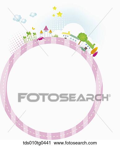 Round Letter Paper With Happy Neighborhood View Large Photo Image Stock Image - Round Letter Paper With Happy Neighborhood. Fotosearch