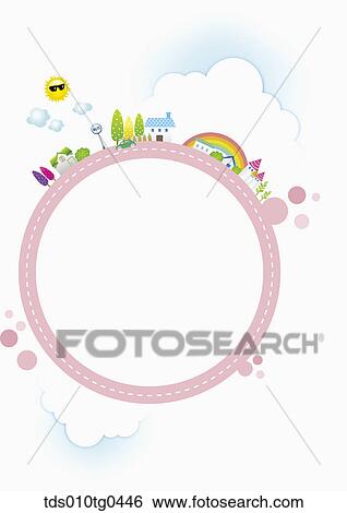 Round Letter Paper With Happy Neighborhood View Large Photo Image Stock Photograph - Round Letter Paper With Happy Neighborhood. Fotosearch