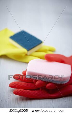 sponges with rubber gloves View Large Photo Image Stock Image - sponges with rubber gloves. Fotosearch