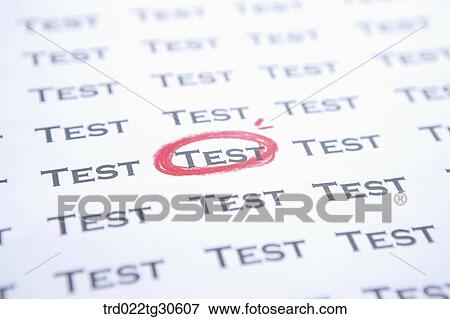 Stock Photo - Tests Written Paper With One Red Circle. Fotosearch