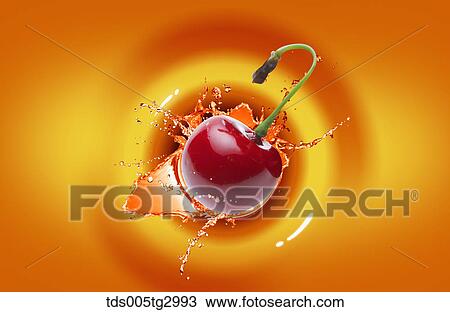 The cherry with orange background View Large Photo Image Stock Image - The cherry with orange background. Fotosearch