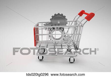 Stock Photograph - The engaged toothed wheels in the cart. Fotosearch