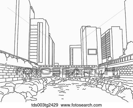 Stock Photo - The image of Cheong-gye stream. Fotosearch