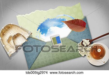 The image of envelope and fall decorations View Large Photo Image Picture - The image of envelope and fall decorations. Fotosearch
