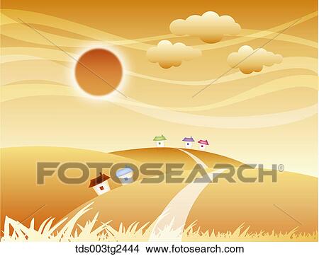 Picture - The image of full moon and landscape in the fall . Fotosearch