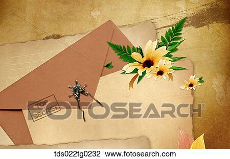Stock Image - The image of letter and flowers. Fotosearch