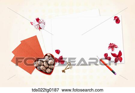 The image of letter, chocolate box, and a pencil View Large Photo Image Stock Photo - The image of letter, chocolate box, and a pencil. Fotosearch