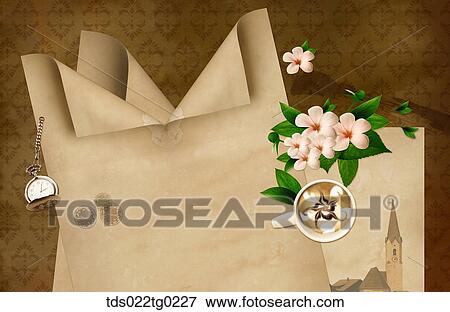 Stock Photo - The image of letter, coffee, and flowers. Fotosearch