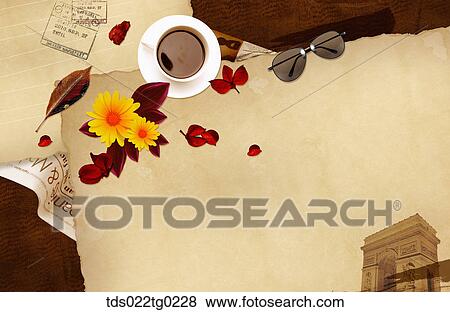 Stock Photo - The image of letter, coffee, and flowers. Fotosearch