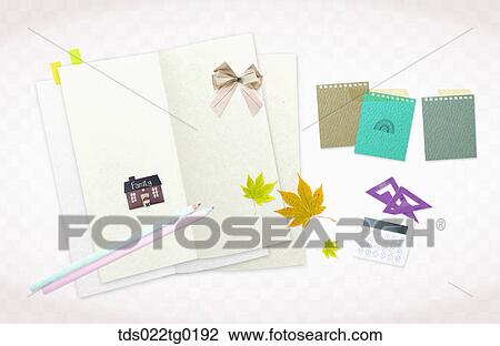 Stock Image - The image of letter, colored leaves, and a pencil . Fotosearch