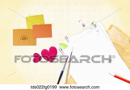 The image of letter, pencil, paint brushes, and pink heart View Large Photo Image Stock Photo - The image of letter, pencil, paint brushes, and pink heart. Fotosearch