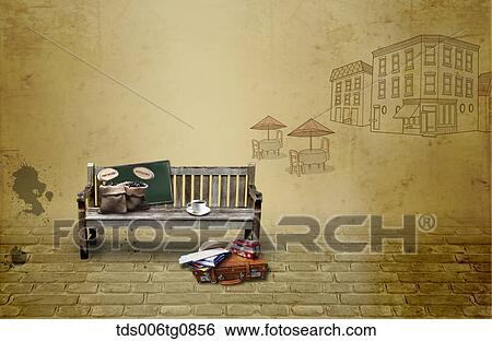 The image of street and bench View Large Photo Image Stock Photograph - The image of street and bench . Fotosearch