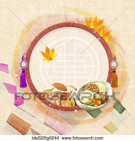 The image of traditional pattern with colored leaves and dessert decoration View Large Photo Image Picture - The image of traditional pattern with colored leaves and dessert decoration. Fotosearch