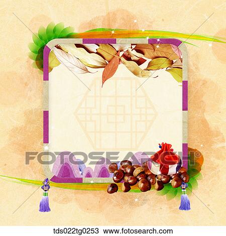 The image of traditional pattern with chestnut, lucky bag and fallen leaves View Large Photo Image Stock Image - The image of traditional pattern with chestnut, lucky bag and fallen leaves. Fotosearch