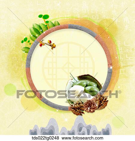 Stock Photo - The image of traditional pattern with rice cake decoration. Fotosearch