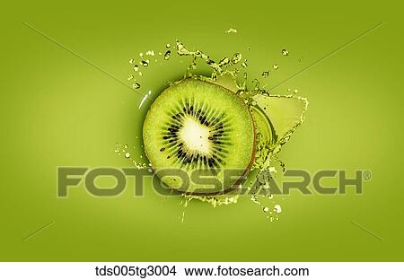 Picture - The kiwi with green background. Fotosearch