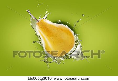 Stock Image - The pear with green background. Fotosearch