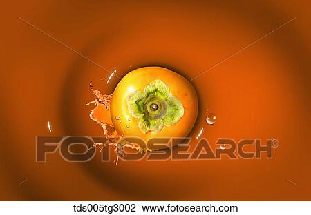 The persimmon with brown background View Large Photo Image Stock Image - The persimmon with brown background. Fotosearch