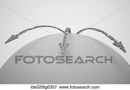 Stock Photo - Three Arrows Of Alphabets From The Back Of Big Ball. Fotosearch