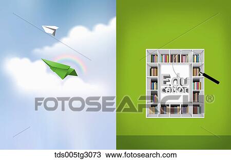 Two Sides Education Image Of Paper Airplane And Bookshelf View Large Photo Image Stock Image - Two Sides Education Image Of Paper Airplane And Bookshelf. Fotosearch