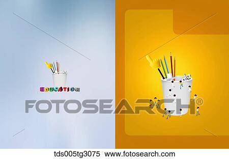 Stock Photography - Two Sides Education Image Of Pencil Vase. Fotosearch
