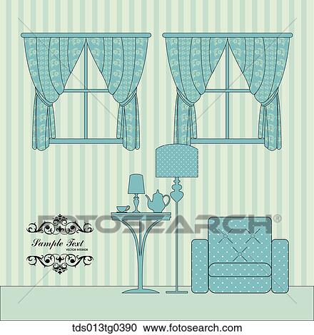 Stock Image - Various Antique Furnitures In Blue. Fotosearch