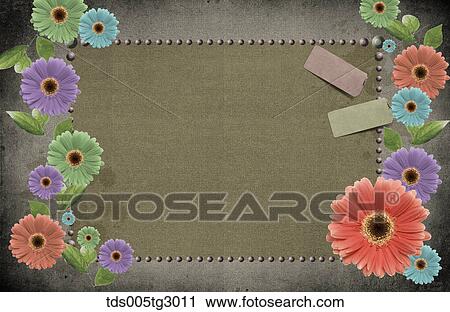 Stock Image - Various Colors Of Flowers On Hemp Cloth. Fotosearch